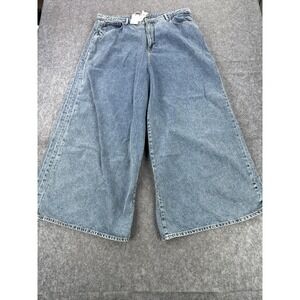 Good American Jeans Womens 20 Plus Blue Paneled Wide Leg Denim Pants GFD021